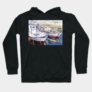 Barcas en El Puerto, Almeria, Spain Hoodie